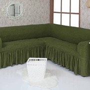 Чехол для углового дивана хлопок зеленый фото