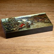 Набор: нарды+шашки “Бой казаков на реке“, 50х25х7.2 см, в коробке фото