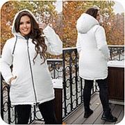 Теплая женская куртка белая с капюшоном больших размеров (6 цветов) НФ/-16296 фотография