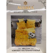 Комплект постельного белья Евро из сатина “Alorea“ Желтый с ресничками и черно-белыми сердечками и фото