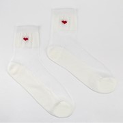 Носки женские стеклянные 'Сердце' цвет белый, размер 23-25 (36-40) фотография