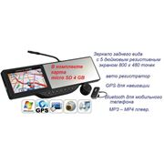 Зеркало заднего обзора GPS навигация Bluetoothрегистратор 720P HD DVR 5“ HD сенсорный экран. Приборы навигационные GPS фото