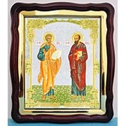 Икона Петр и Павел Святой Апостол, в фигурном киоте, с багетом Храмовая 43х50 фото