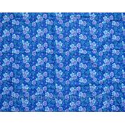 Ткань постельная Мелкая фиолетовая розочка на синем фото
