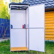 Летний душ дачный 1х1 без тамбура 1,2х1 с раздевалкой и 2х1 с тамбуром , Полный комплект с доставкой . Бак от 55 до 200 литров с подогревом и без. 12-33 фото