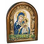 Золотошвейные мастерские, Дивеево Неувядаемый цвет Богородица, дивеевская икона ручной работы из бисера Высота иконы 17 см фото