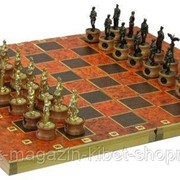 Шахматы исторические Великая Отечественная Война с фигурами из черненого цинкового сплава фото