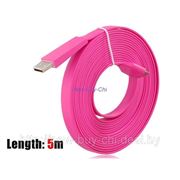Плоский кабель для зарядки для iPhone 4 и 4S, iPod, iPad 2, новый Ipad 5 метров (Pink) фото
