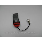 Переходник USB Card reader micro sd красно - чёрный фотография