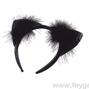 ПБ835 Уши кошачьи виниловые черные с мехом фото
