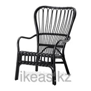 Кресло c высокой спинкой, черный, ротанг СТУРСЕЛЕ фотография