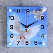 Часы настенные, серия: Животный мир, “Голуби“, 25х25 см, микс фотография