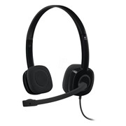 Наушники с микрофоном (гарнитура) LOGITECH H151, проводные, 1,8 м, с оголовьем, черные, 981-000589 фото