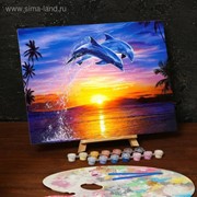 Картина по номерам без подрамника «Дельфины», 30 х 40 см фотография