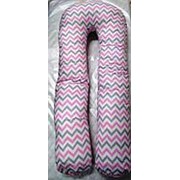 Подушка для беременных на все тело форма “U“ Зиг-заг розовый/серый фото