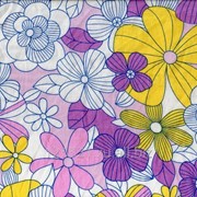 Ткань Блузочная крупн.цветы фиолет, желт, белый, арт. фото