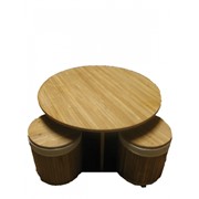 Стол кругл. со стульями для чайной церемонии, кукуруз. волокно, коричневый цвет, (Ф74*Н44) 8602 15602-5 фото