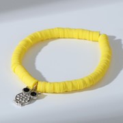 Браслет 'Бисер' на резинке, сова, цвет жёлтый в серебре, L7 фотография