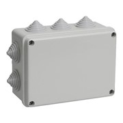 Коробка КМ41233 распаячная для о/п 100х100х50 мм IP44 (RAL7035, 6 гермовводов) фото