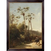 Картина Антильский пейзаж и всадник на осле, 1856, Писсарро, Камиль фотография