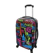 Средний пластиковый чемодан на четырёх колёсах LONDON PARIS