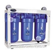 Aquafilter HHBB10B - трехступенчатая система фильтров BB10, сбросник воздуха, ключ, рама, манометр, резьба 1'' фотография