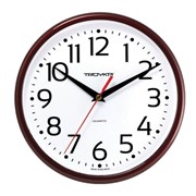 Часы настенные TROYKA 91931912, круг, белые, коричневая рамка, 23х23х4 см