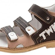 TW-129 Сандалеты ортопедические малосложные (с открытым носком) коричнево-бежевые фото