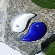 Подвеска (набор 2 шт) 'Кошачий глаз' инь-ян, цвет бел-синий (комплект из 3 шт.) фото