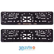 Рамка для номера пластм с защелкой черная ТОЙОТА (рельеф золото) 1шт фото