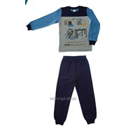 Пижама для мальчиков ИНТЕРЛОК темно-синяя с рисунком фото