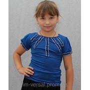 Блузка трикотажная для девочки синяя фотография