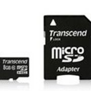 Карта памяти Transcend MicroSDHC 8GB (Class 10) + SD адаптер (TS8GUSDHC10) фото