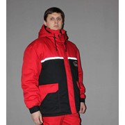 Куртка зимняя удлиненная с капюшоном, двухцветная, модель “Аверс“ фото