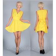 Платье сзади бант завязки желтый фотография