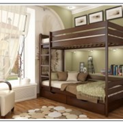 Деревянная Двухъярусная кровать Дуэт, бук массив, щит фото