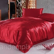 Комплект постельного белья атласный красный, полуторный КПБ