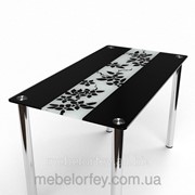 Стеклянный обеденный стол Цветы рая черно-белый БЦ-Стол