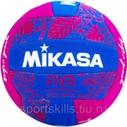 Мяч вол. пляжн. “MIKASA BV354TV-GV-BP“, синт.кожа (ТПЕ),маш.сш.,18 панелей, бут.кам, сине-розов фотография