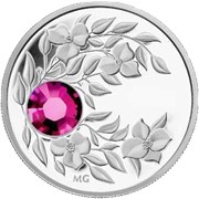 Монета с пурпурным кристаллом Гранат, серебро
