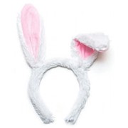 Ушки заяц белые с розовым (универсальный)