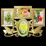 Фоторамка пластик на 4 фото 10х15 см “Голуби“ золото 29х42,5 см фото