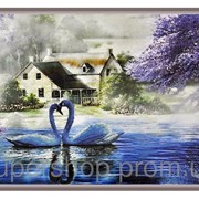 Набор для вышивки картины Влюбленные Лебеди 83х63см 373-37010734