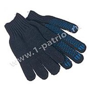 Перчатки рабочие, трикотажные с ПВХ покрытием (точка) черно-синие: Размер: Универсальный фото