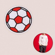 Термоаппликация 'Футбольный мячик', d 6,5 см, цвет красный/белый фото