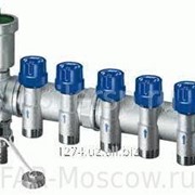 Коллектор терморегулирующий проходной модульный, ВР-ВР 1 1/4“ с 10 отводами под метрическую резьбу, с узлом: слив, термометр и воздухоотводчик, артикул FK 3438 фото
