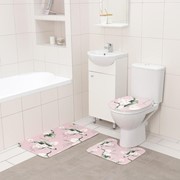 Набор ковриков для ванны и туалета Доляна «Фло», 3 шт: 50×80 см, 50×40 см, 38×43 см фото