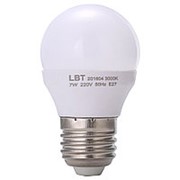 Лампа LED Е27 Шар 220В 7Вт 4000К D45х80мм Матовая колба 270º 520Лм L-G457 LBT