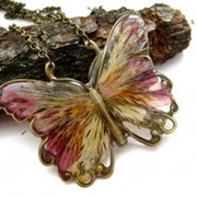 Украшение ручной работы “Бабочка из лепестков альстромерии “ с настоящими живыми цветами. фото