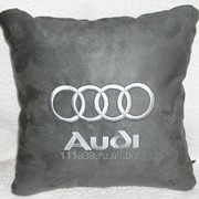 Подушка Audi серая вышивка серебро
